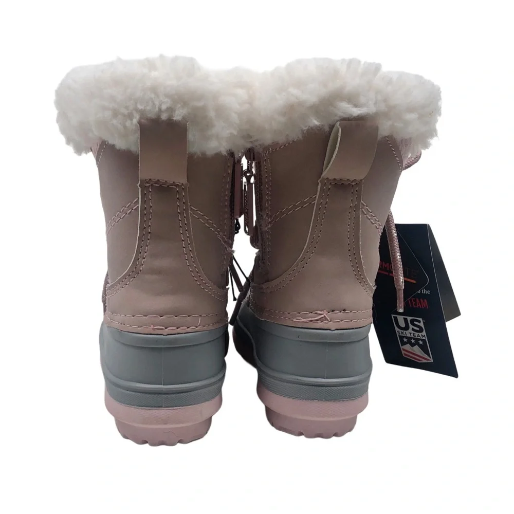 Khombu Pink/Gray Kids' Fur Trimmed Snow Boots Sz 5
